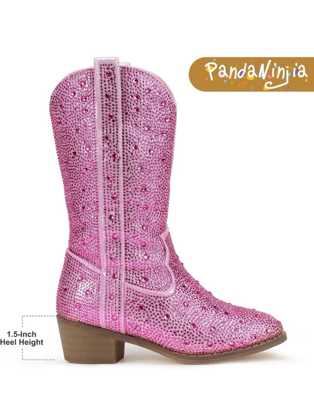 Pink Crystal Embellished Western Boot